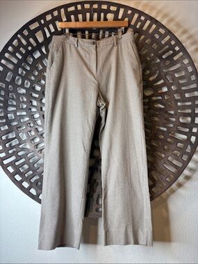 🩶🤎 Beige Blue Houndstooth Straight-Leg Dress Pants 14 Lined L.L.Bean 🩶🤎